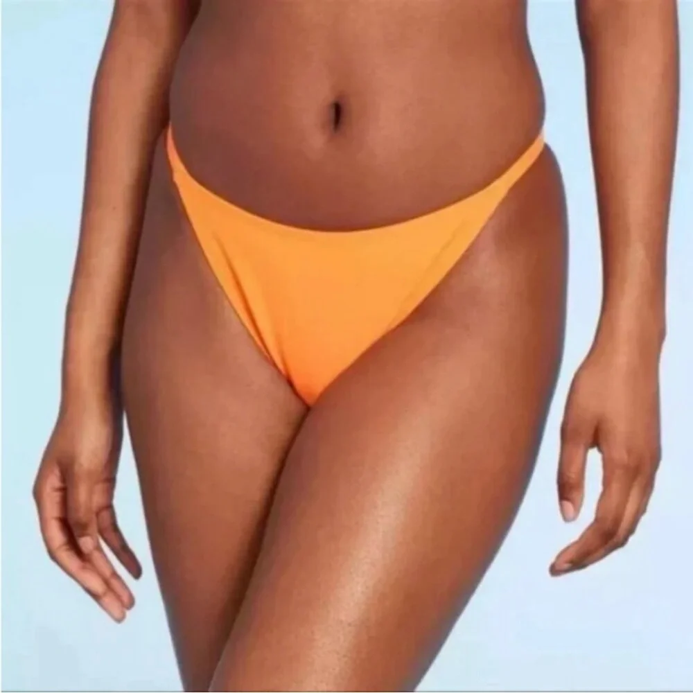 Women's Low-Rise Cheeky High Leg Bikini Bottom - Wild Fable Orange